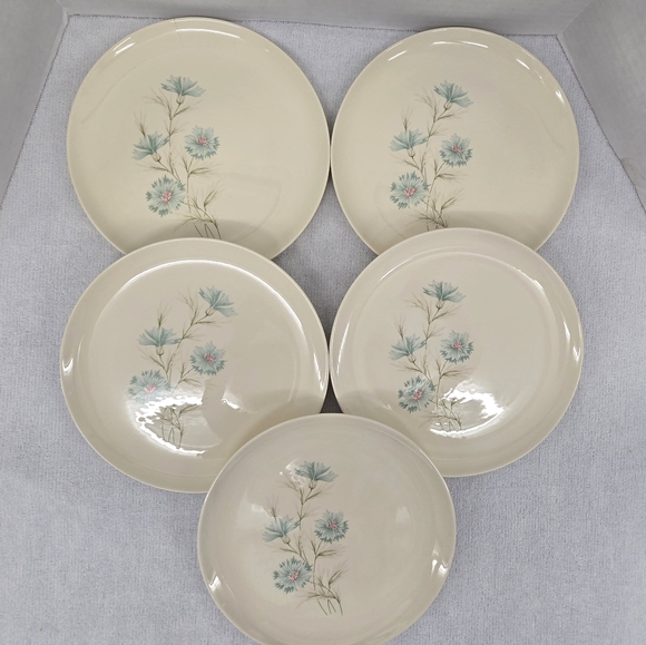 Set Of 5 Vintage Taylor Smith Taylor Ever Yours Boutonniere Dinner Plates EUC - Picture 2 of 13